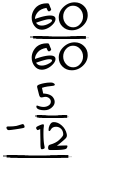 What is 60/60 - 5/12?