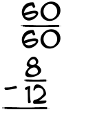 What is 60/60 - 8/12?