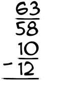 What is 63/58 - 10/12?