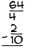 What is 64/4 - 2/10?