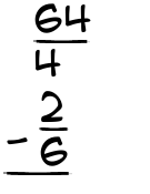 What is 64/4 - 2/6?
