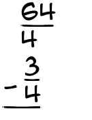 What is 64/4 - 3/4?