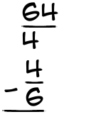 What is 64/4 - 4/6?