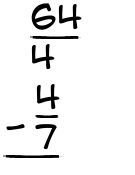 What is 64/4 - 4/7?