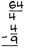 What is 64/4 - 4/9?