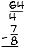 What is 64/4 - 7/8?