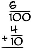 What is 6/100 + 4/10?