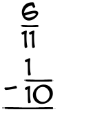 What is 6/11 - 1/10?