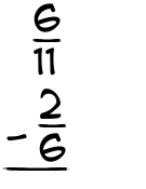 What is 6/11 - 2/6?