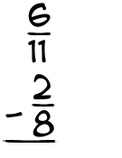 What is 6/11 - 2/8?