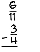 What is 6/11 - 3/4?