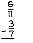 What is 6/11 - 3/7?