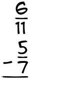 What is 6/11 - 5/7?