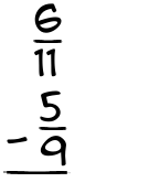 What is 6/11 - 5/9?