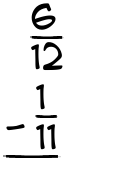 What is 6/12 - 1/11?