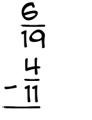 What is 6/19 - 4/11?