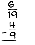 What is 6/19 - 4/9?