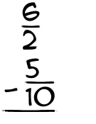 What is 6/2 - 5/10?