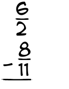 What is 6/2 - 8/11?