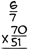 What is 6/7 x 70/51?
