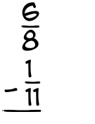 What is 6/8 - 1/11?