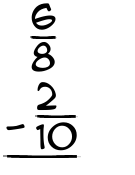 What is 6/8 - 2/10?