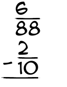 What is 6/88 - 2/10?