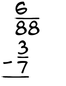What is 6/88 - 3/7?