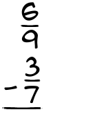What is 6/9 - 3/7?