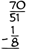 What is 70/51 - 1/8?