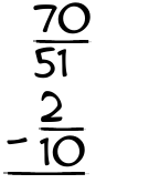 What is 70/51 - 2/10?
