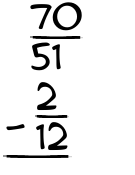 What is 70/51 - 2/12?