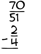What is 70/51 - 2/4?