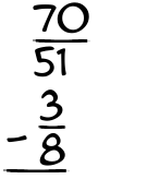 What is 70/51 - 3/8?