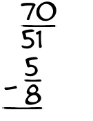 What is 70/51 - 5/8?
