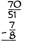What is 70/51 - 7/8?