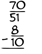 What is 70/51 - 8/10?