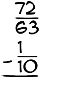 What is 72/63 - 1/10?