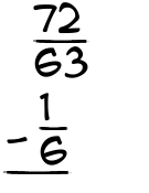 What is 72/63 - 1/6?