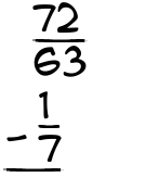 What is 72/63 - 1/7?