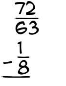 What is 72/63 - 1/8?