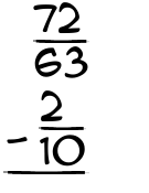 What is 72/63 - 2/10?