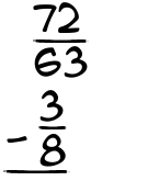What is 72/63 - 3/8?