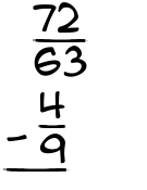 What is 72/63 - 4/9?