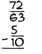 What is 72/63 - 5/10?