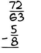 What is 72/63 - 5/8?