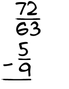 What is 72/63 - 5/9?