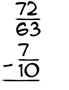 What is 72/63 - 7/10?