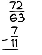 What is 72/63 - 7/11?