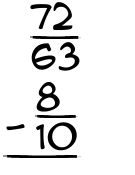 What is 72/63 - 8/10?